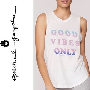 New Spiritual Gangster White Good Vibes Muscle Tank